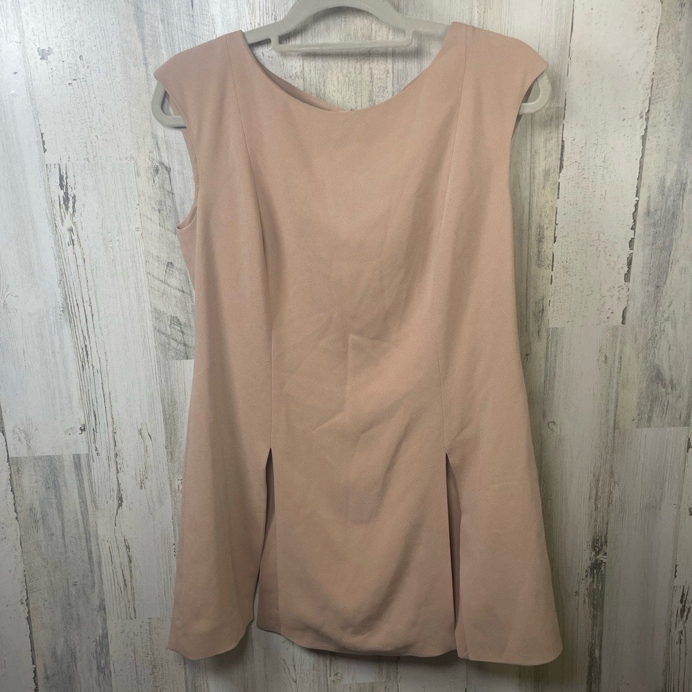 Chico’s Black Label Womens Size 0 US 4 Tan‎ High Slit Crepe Tunic Blouse Top